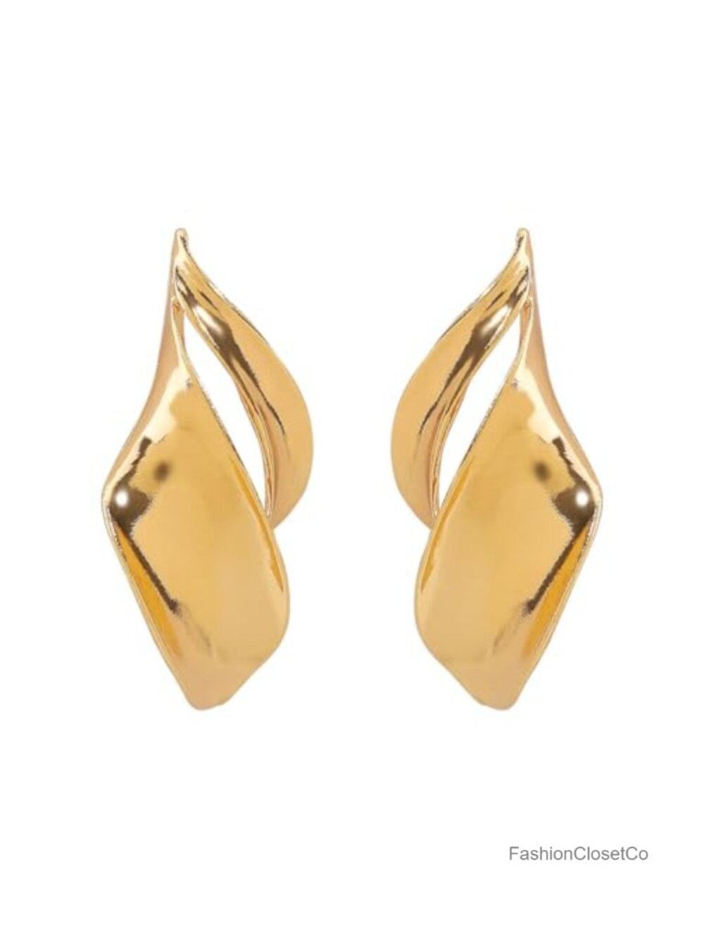 Chunky Gold Statement Earrings Leaf Geometric Spiral Drop Dangle Fashion Jewelry